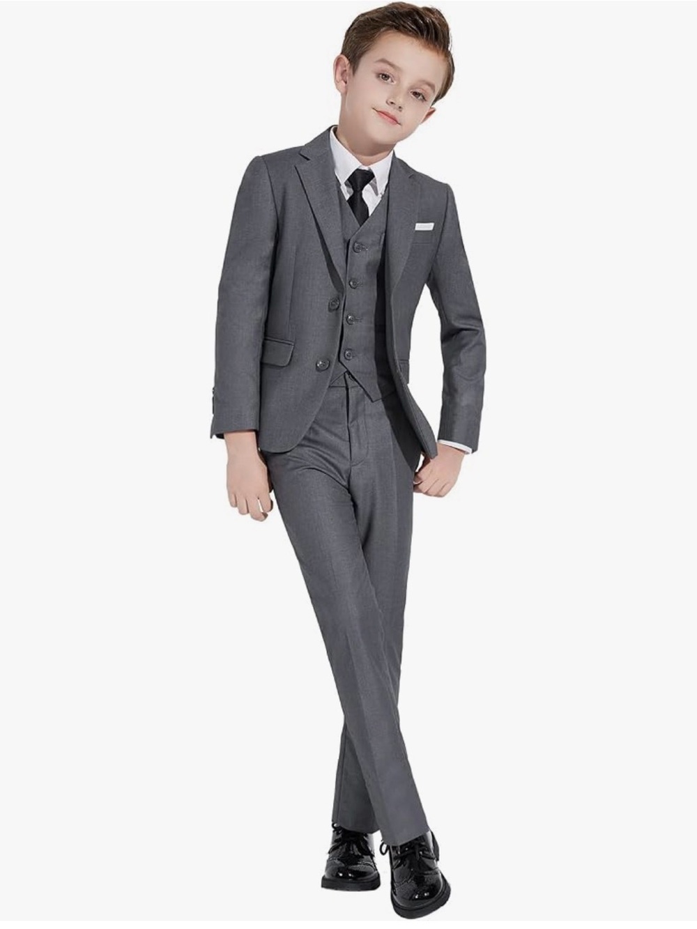 PLAVICT boys five piece dark gray suit size 12